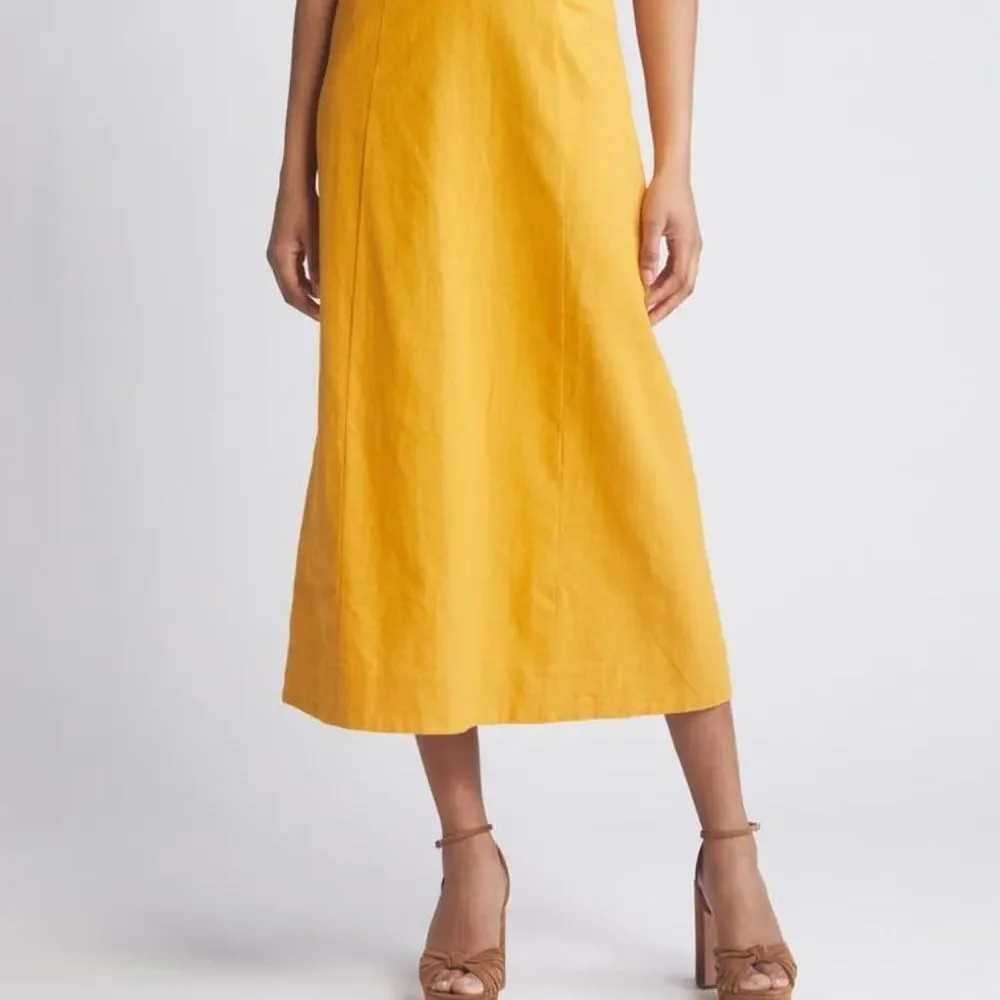 NEW Lost + Wander Elia Strapless Linen & Cotton Midi Dress - size small - Picture 2 of 9